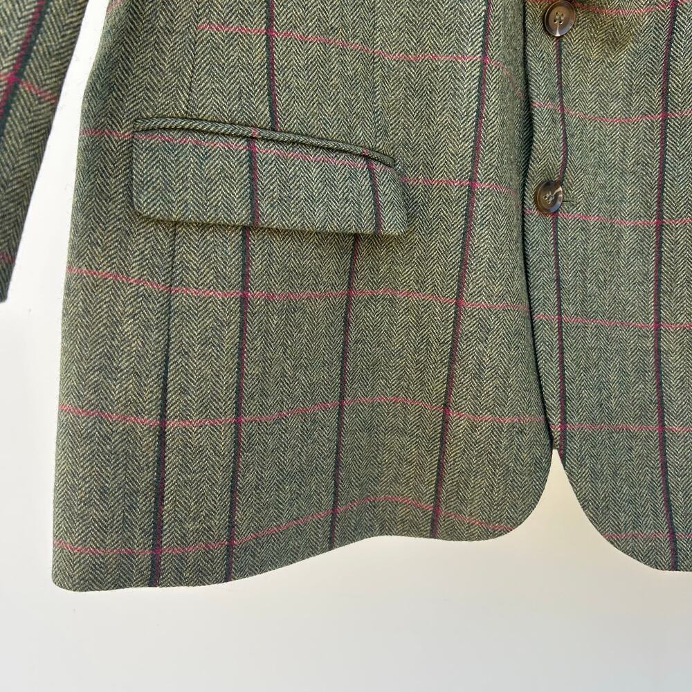 Samuel Windsor Suit Set Jacket Waistcoat Vest Wool Green Plaid 48R - Picture 8 of 12